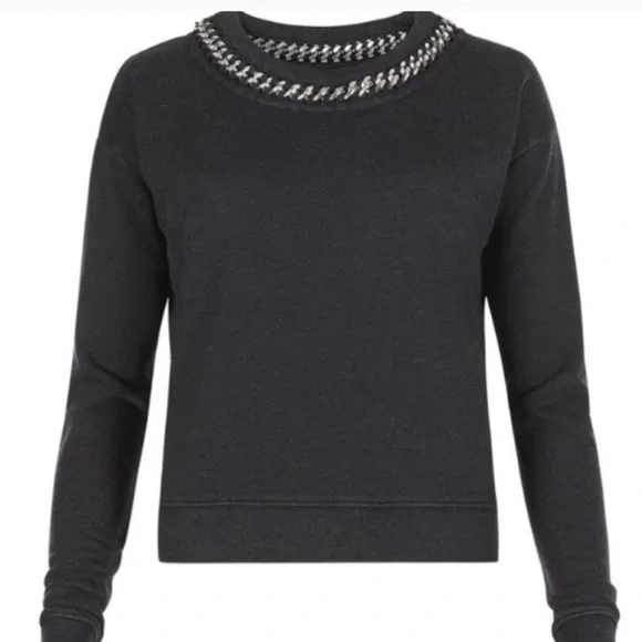All Saints Womens Spitalfields Chain Collar Crew Neck Sweater in Charcoal size 2 - Picture 10 of 10